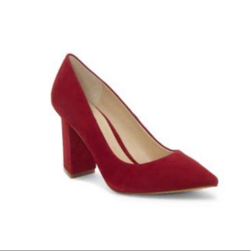 Vince Camuto Suede Maroon Block Heel Pump size 8.5